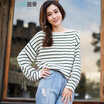 Yan Man INMAN 2017 winter new semi-high collar wild stripes fall cuff sleeve sweater female 1874132440 peach red M