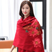 Shanghai stock STORY Of SHANGHAI autumn&winter women&39s wool scarves thick warm shawl peony decals red