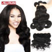 Allrun Hair Peruvian Virgin Hair Body Wave Bundles With Lace Frontal Closure 134Lace Frontal Closure With Bundles