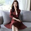 Markentsee 2017 new women&39s autumn new dress round neck long-sleeved short skirt pure color simple sweet hollow round neck yzAMJBN8932 purple XL