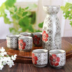 Yamada shochu set of ceramic underglaze color a pot of six glasses of red rich wine set