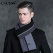 CACUSS scarves male autumn&winter stripe pure wool scarf scarf male Korean version of the tide fashion wild scarf female W0165 black one size