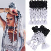 Two Tone Ombre Synthetic Braiding Hair Extension 5PcsLot 24" High Temperature Jumbo Braid Hair Black-Silver Gray