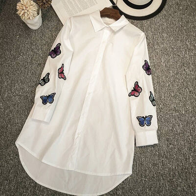 Spring Lapel Fashion Butterflies Embroidery New Long Sleeves Blouses Womens Autumn Casual Loose Shirt Tops Female Clothes
Spring Lapel Fashion Butterflies Embroidery New Long Sleeves Blouses Womens Autumn Casual Loose Shirt Tops Female Clothes