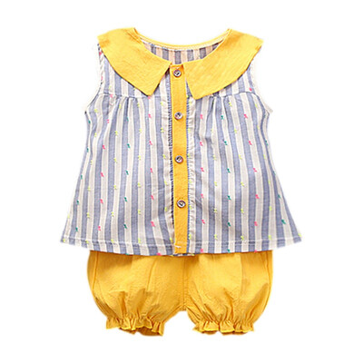 2PcsSet Summer Baby Girls Cute Casual Sleeveless Stripe Print T-shirt TopsShorts Suits Costume Set
2PcsSet Summer Baby Girls Cute Casual Sleeveless Stripe Print T-shirt TopsShorts Suits Costume Set