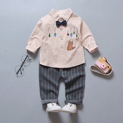 2pcs Baby Clothes Boy Girl HandsomeLong Sleeve Lapel T-shirt Cat Pattern Concise Casual Striped Long Pants Kids Set
2pcs Baby Clothes Boy Girl HandsomeLong Sleeve Lapel T-shirt Cat Pattern Concise Casual Striped Long Pants Kids Set