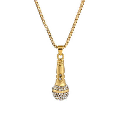 Men Women Microphone Rhinestone Pendant Necklace Music Gold Color Rope Chain Gift Crystal Alloy Jewelry
Men Women Microphone Rhinestone Pendant Necklace Music Gold Color Rope Chain Gift Crystal Alloy Jewelry