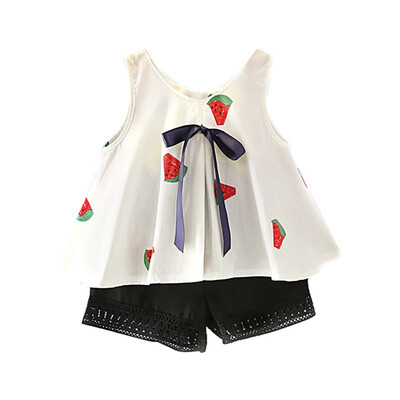 Baby girl clothes set summer Fashion watermelon sleeveless tops black shorts children girl clothes set
Baby girl clothes set summer Fashion watermelon sleeveless tops black shorts children girl clothes set
