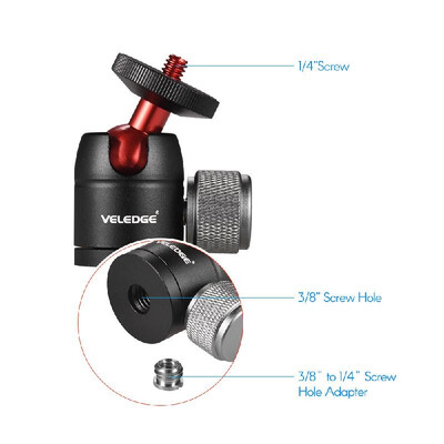 VELEDGE Mini Tripod Ball Head Adapter Ballhead Alumimun Alloy 360 Degree Swivel with 14 Inch Screw 14 & 38 Inch Screw Hole
VELEDGE Mini Tripod Ball Head Adapter Ballhead Alumimun Alloy 360 Degree Swivel with 14 Inch Screw 14 & 38 Inch Screw Hole