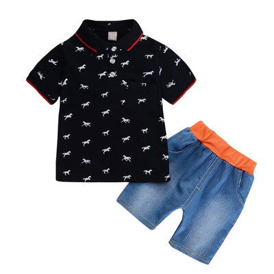 Hot baby boy clothes children cute cartoon pony print lapel short sleeve shorts suit for 0-4 years old
Hot baby boy clothes children cute cartoon pony print lapel short sleeve shorts suit for 0-4 years old