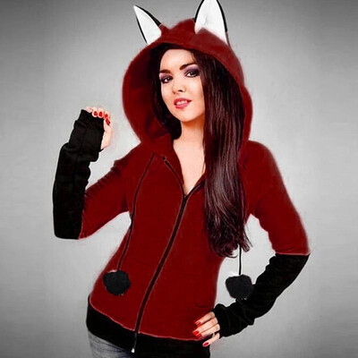Fashion Women Autumn Halloween Splicing Hooded Hoodie Long Sleeve Ears Zipper Balls Decoration Pocket Cute Coat Outerwear
Fashion Women Autumn Halloween Splicing Hooded Hoodie Long Sleeve Ears Zipper Balls Decoration Pocket Cute Coat Outerwear