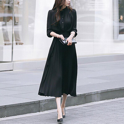 Tailored Women Casual Solid V-Neck Dress Long Sleeve Beam Waist Big Swing Pleated Dress
Tailored Women Casual Solid V-Neck Dress Long Sleeve Beam Waist Big Swing Pleated Dress