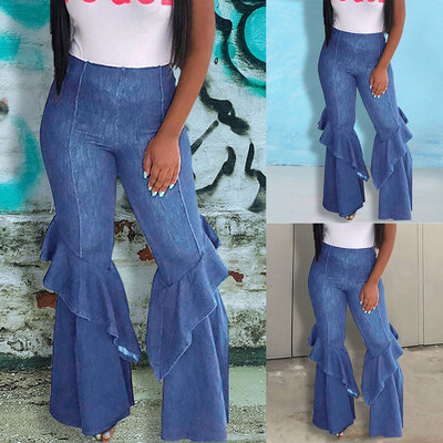 Gobestart Jeans For Womens Fold Elastic Ruffle Denim Splice Casual Bottom Flares Pants
Gobestart Jeans For Womens Fold Elastic Ruffle Denim Splice Casual Bottom Flares Pants