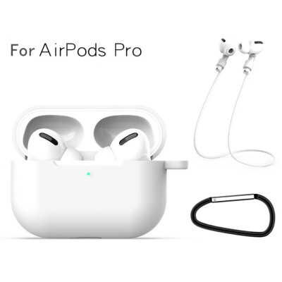 

For AirPods Pro Earphones Protective Case Solid Silicone Protection Cover Headphone Protector With Rope Carabiner