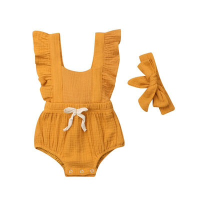 Summer Newborn Baby Girls Set Flare Sleeve Backless Rompers Solid Pattern Cotton One-Piece Romper Headband 2Pcs Romper Sets
Summer Newborn Baby Girls Set Flare Sleeve Backless Rompers Solid Pattern Cotton One-Piece Romper Headband 2Pcs Romper Sets