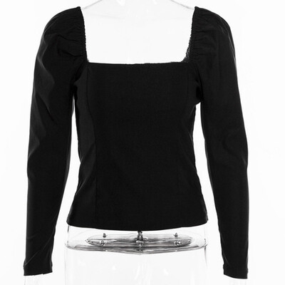 Fashion Square Collar Black T Shirt Women Autumn New Short Tshirt Elegant Solid Color Bubble Long-sleeved Pullover T-shirt Tops
Fashion Square Collar Black T Shirt Women Autumn New Short Tshirt Elegant Solid Color Bubble Long-sleeved Pullover T-shirt Tops