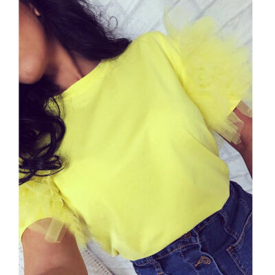 Women Summer Mesh Tulle Ruffle Short Sleeve T Shirt Ladies Loose Casual Blouse Top
Women Summer Mesh Tulle Ruffle Short Sleeve T Shirt Ladies Loose Casual Blouse Top