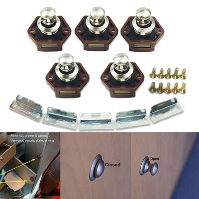5 Pcs Mini Brown Push Button Catch Drawer Cupboard Door Knob Lock Caravan Motor Camper
5 Pcs Mini Brown Push Button Catch Drawer Cupboard Door Knob Lock Caravan Motor Camper