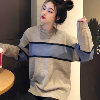 Women Spring Autumn Sweater Knitted Casual Sweaters O-Neck Long Sleeve Loose Fashion Pullover Tops Striped Tops
Women Spring Autumn Sweater Knitted Casual Sweaters O-Neck Long Sleeve Loose Fashion Pullover Tops Striped Tops