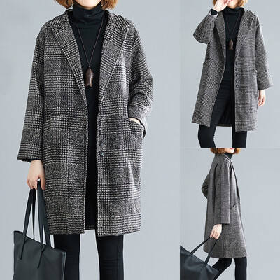 Toponeto Women Work Plaid Vintage Winter Office Long Sleeve Button Woolen Jacket Coat
Toponeto Women Work Plaid Vintage Winter Office Long Sleeve Button Woolen Jacket Coat