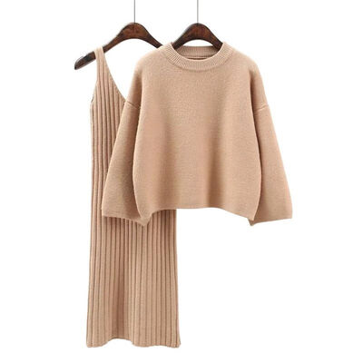 Women Knitted Long Skirt Two-Piece Solid Color O Neck Pullover Slim Autumn Winter 2PCS Set
Women Knitted Long Skirt Two-Piece Solid Color O Neck Pullover Slim Autumn Winter 2PCS Set