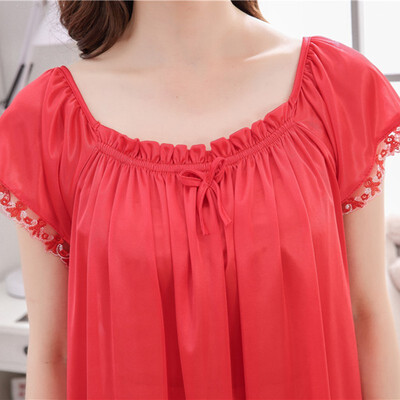 Sexy Home Style Nightdress For Women Short Sleeve Long Dress Underwear 11 Color O-neck Lingerie Night Gown 
Sexy Home Style Nightdress For Women Short Sleeve Long Dress Underwear 11 Color O-neck Lingerie Night Gown