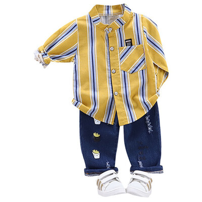 Baby Boys clothes Autumn Casual Set Long Sleeve Striped Print Shirt TopsCartoon Denim Pants Trouser Set Kids Clothes 2pcs
Baby Boys clothes Autumn Casual Set Long Sleeve Striped Print Shirt TopsCartoon Denim Pants Trouser Set Kids Clothes 2pcs
