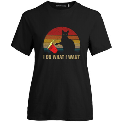 New Fashion Cute Cat And Letter I Do What I Want Printed T-Shirt Casual Women Short Sleeve Black Tee Shirt Tops
New Fashion Cute Cat And Letter I Do What I Want Printed T-Shirt Casual Women Short Sleeve Black Tee Shirt Tops