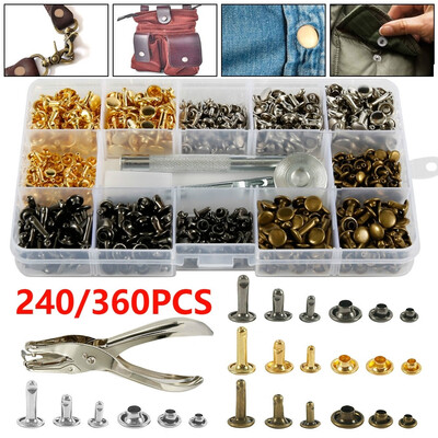 240360Pcs Set Leather Rivets Double Cap Rivet Tool Kit for Leather Craft Repairs Decoration
240360Pcs Set Leather Rivets Double Cap Rivet Tool Kit for Leather Craft Repairs Decoration