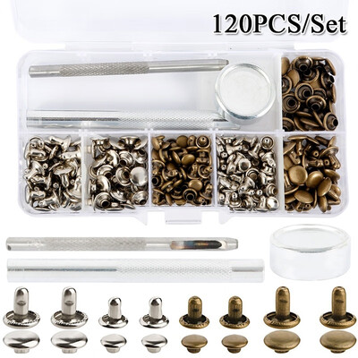 120PcsSet Tubular Metal Studs Craft Snap Fastener Leather Double Cap Rivets Button Press Repair Tools Kit
120PcsSet Tubular Metal Studs Craft Snap Fastener Leather Double Cap Rivets Button Press Repair Tools Kit