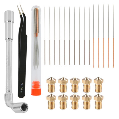 28 Pcs Brass Nozzle Cleaning Kit V6 Nozzle Cleaning Needle Needle Tube Tweezers Wrench 3D Printer Set
28 Pcs Brass Nozzle Cleaning Kit V6 Nozzle Cleaning Needle Needle Tube Tweezers Wrench 3D Printer Set