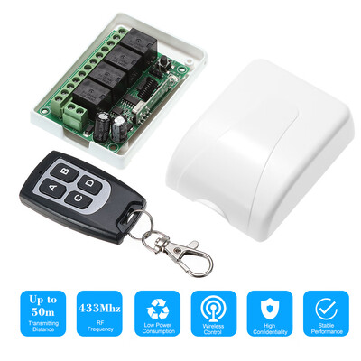 433Mhz DC 12V 4CH Universal 10A Relay Wireless Remote Control Switch Receiver Module&5PCS 4 Key RF 433 Mhz Transmitter Remote
433Mhz DC 12V 4CH Universal 10A Relay Wireless Remote Control Switch Receiver Module&5PCS 4 Key RF 433 Mhz Transmitter Remote
