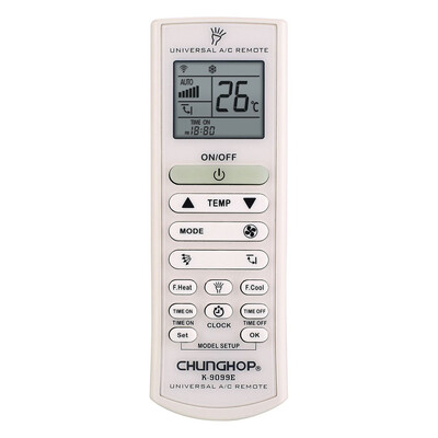 Universal CHUNGHOP K-9099E air conditioner remote control for toshiba panasonic sanyo fujitsu nec lg daikin hisnese midea
Universal CHUNGHOP K-9099E air conditioner remote control for toshiba panasonic sanyo fujitsu nec lg daikin hisnese midea