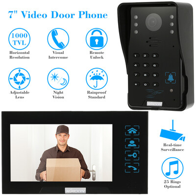 KKmoon® 7" Video Door Phone Intercome Doorbell Touch Button ID CardsCode Unlock Night Vision Rainproof Security CCTV Camera Home
KKmoon® 7" Video Door Phone Intercome Doorbell Touch Button ID CardsCode Unlock Night Vision Rainproof Security CCTV Camera Home
