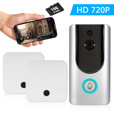 HD 720P WiFi Smart Wireless Security Doorbell with 16G TF Card2PCS 18650 Batteries Smart Visual Intercom Recording Video Door Pho
HD 720P WiFi Smart Wireless Security Doorbell with 16G TF Card2PCS 18650 Batteries Smart Visual Intercom Recording Video Door Pho