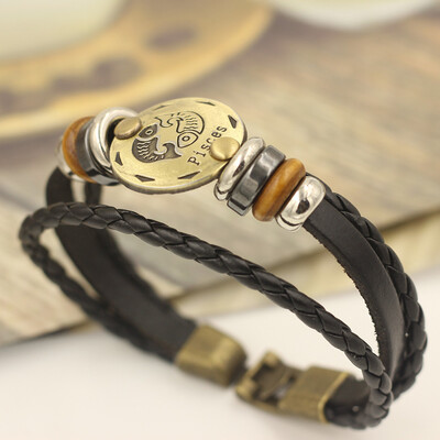 12 Constellations Bracelet Fashion Jewelry Leather Bracelet Men Casual Personality Zodiac Signs Punk Bracelet
12 Constellations Bracelet Fashion Jewelry Leather Bracelet Men Casual Personality Zodiac Signs Punk Bracelet