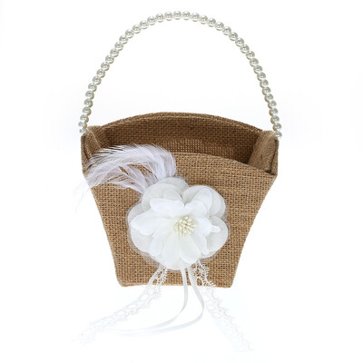 Vintage Rustic Wedding Burlap Flower Girl Basket with Artificial Pearls Decoration Wedding Supplies
Vintage Rustic Wedding Burlap Flower Girl Basket with Artificial Pearls Decoration Wedding Supplies