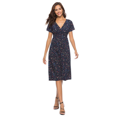 Ladies Floral Dress Chiffon Beach Dress Print V-neck Short Sleeve Dress Bohemian Skirt
Ladies Floral Dress Chiffon Beach Dress Print V-neck Short Sleeve Dress Bohemian Skirt