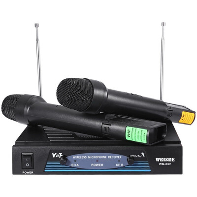 WEISRE WM - 03V Professional 210 - 280MHz VHF Wireless Handheld Dual Channel Transmitter Mic Set
WEISRE WM - 03V Professional 210 - 280MHz VHF Wireless Handheld Dual Channel Transmitter Mic Set
