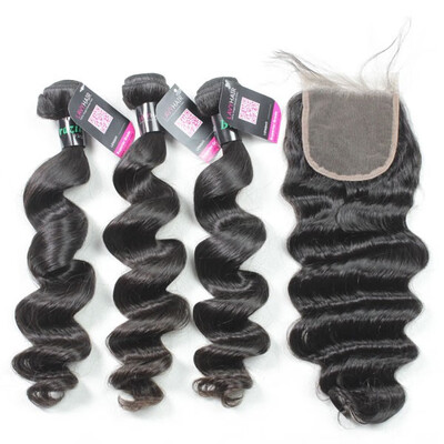 Superior Grade mix 3 bundles with 44 lace closure Brazilian loose wave Virgin Human hair extensions
Superior Grade mix 3 bundles with 44 lace closure Brazilian loose wave Virgin Human hair extensions