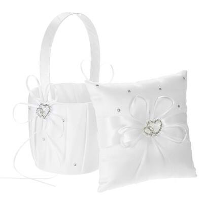 6 6 inches Double Heart Satin Ring Bearer Pillow&Wedding Flower Girl Basket Set with Rhinestone Ribbon Decoration Red
6 6 inches Double Heart Satin Ring Bearer Pillow&Wedding Flower Girl Basket Set with Rhinestone Ribbon Decoration Red