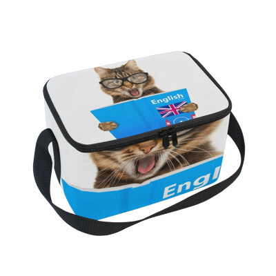 Lunch Box Insulated Lunch Bag Large Cooler Cat Reading English Book Tote Bagfor Kids Men Women
Lunch Box Insulated Lunch Bag Large Cooler Cat Reading English Book Tote Bagfor Kids Men Women