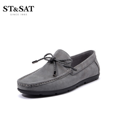 Saturday Mens Shoes ST&SAT Cow Leather Business Casual Fashion Lazy One-legged Driving Breathable Casual Peas Shoes SS92129901 Gray 39
Saturday Mens Shoes ST&SAT Cow Leather Business Casual Fashion Lazy One-legged Driving Breathable Casual Peas Shoes SS92129901 Gray 39