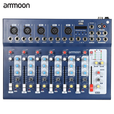 ammoon F7-USB 7-Channel Digital Mic Line Audio Sound Mixer Mixing Console with USB Input 48V Phantom Power 3 Bands Equalizer for R
ammoon F7-USB 7-Channel Digital Mic Line Audio Sound Mixer Mixing Console with USB Input 48V Phantom Power 3 Bands Equalizer for R