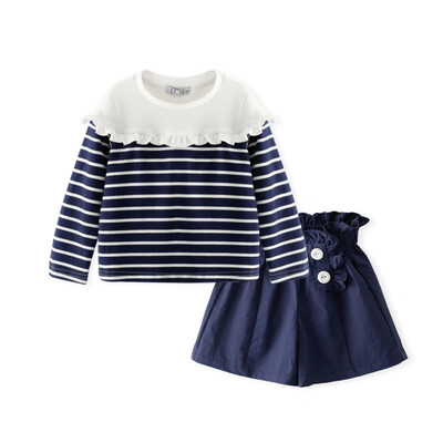 Cicie self-employed childrens clothing girls set striped stitching T-shirt solid color shorts girls two-piece C91038 navy blue 11056
Cicie self-employed childrens clothing girls set striped stitching T-shirt solid color shorts girls two-piece C91038 navy blue 11056