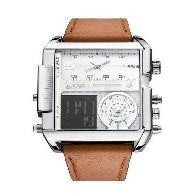 611 Men Leather Band Rectangle Dial Analog Quartz Watches 3 Time Zones Waterproof Electronic Wristwatch
611 Men Leather Band Rectangle Dial Analog Quartz Watches 3 Time Zones Waterproof Electronic Wristwatch