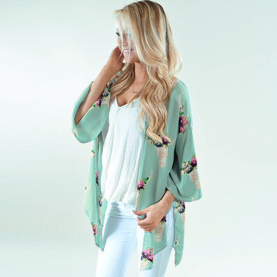 New Women Chiffon Kimono Cardigan Floral Print Open Front Boho Loose Outerwear Beach Bikini Cover Up Green
New Women Chiffon Kimono Cardigan Floral Print Open Front Boho Loose Outerwear Beach Bikini Cover Up Green