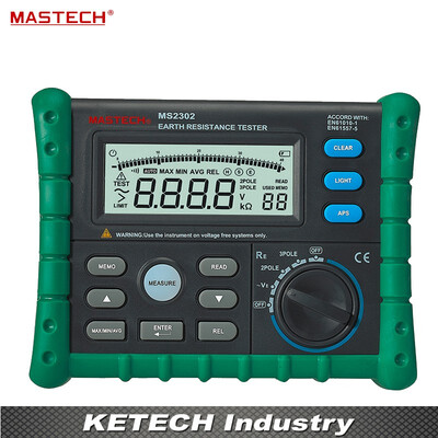 MASTECH MS2302 Digital Earth Resistance Tester Meter 100 Groups Data Logging with Backlit 0ohm to 4K ohms Free shipping
MASTECH MS2302 Digital Earth Resistance Tester Meter 100 Groups Data Logging with Backlit 0ohm to 4K ohms Free shipping