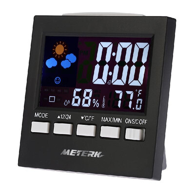 Romacci Meterk Multi-functional Digital Colorful LCD Thermometer Hygrometer Clock Alarm Snooze Function Calendar Weather Forecast
Romacci Meterk Multi-functional Digital Colorful LCD Thermometer Hygrometer Clock Alarm Snooze Function Calendar Weather Forecast