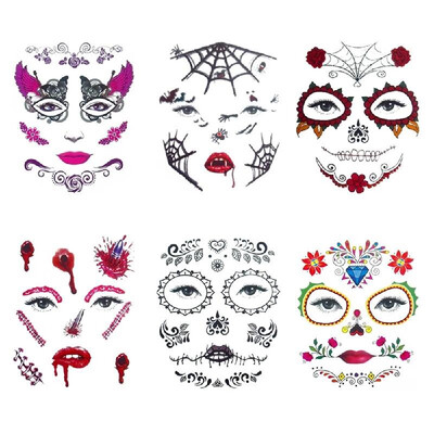 6pcsset Horror Face Eye Temporary Tattoo Stickers for Haunted House Halloween Party Masquerade Prank Makeup Decorations Props
6pcsset Horror Face Eye Temporary Tattoo Stickers for Haunted House Halloween Party Masquerade Prank Makeup Decorations Props